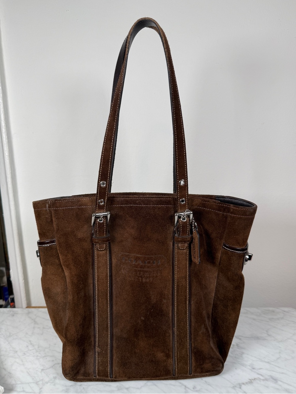 Vintage Y2K Coach Brown Suede Tote